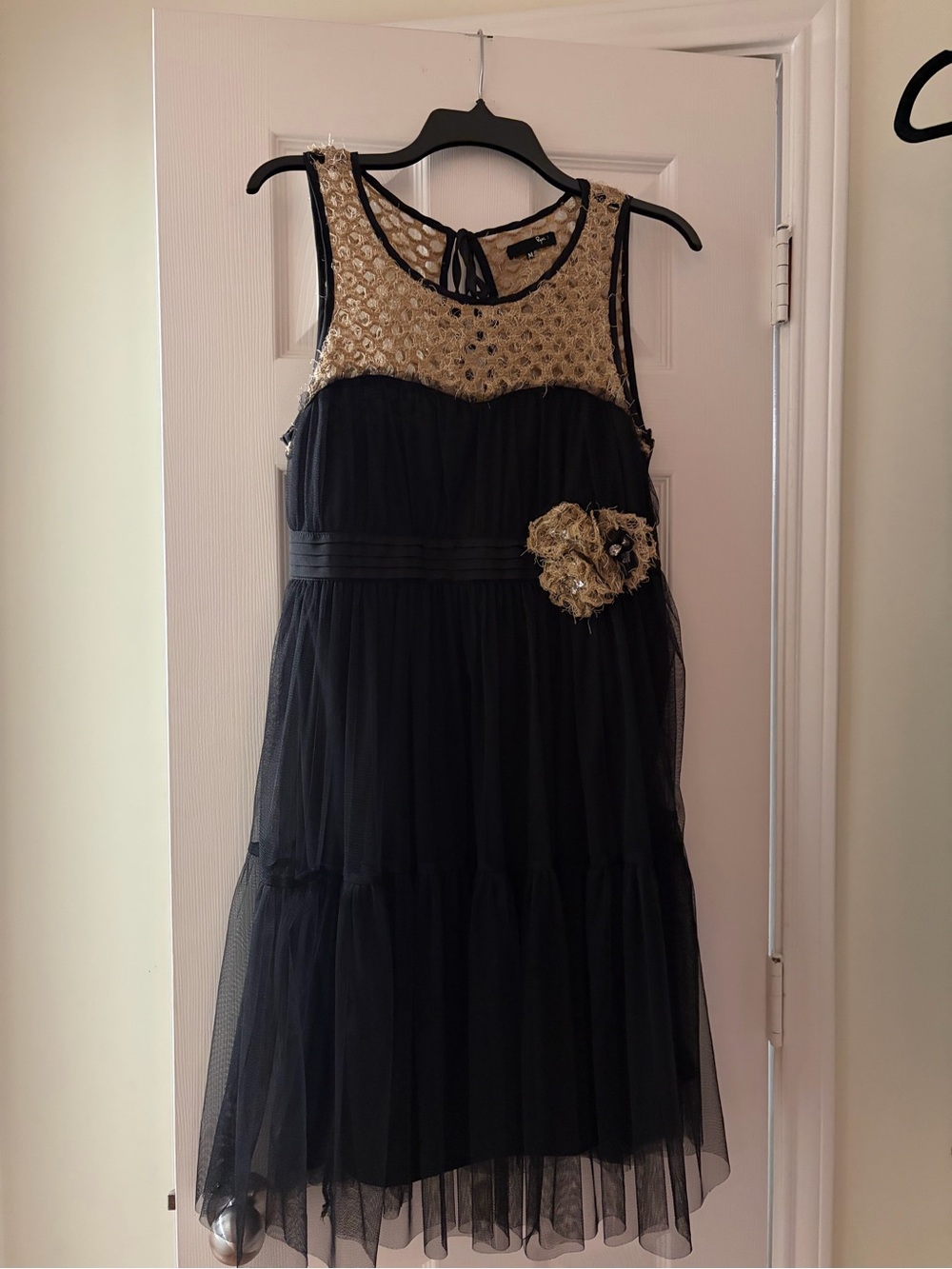 Ryu Black and Tan Tulle Sleeveless Party Dress